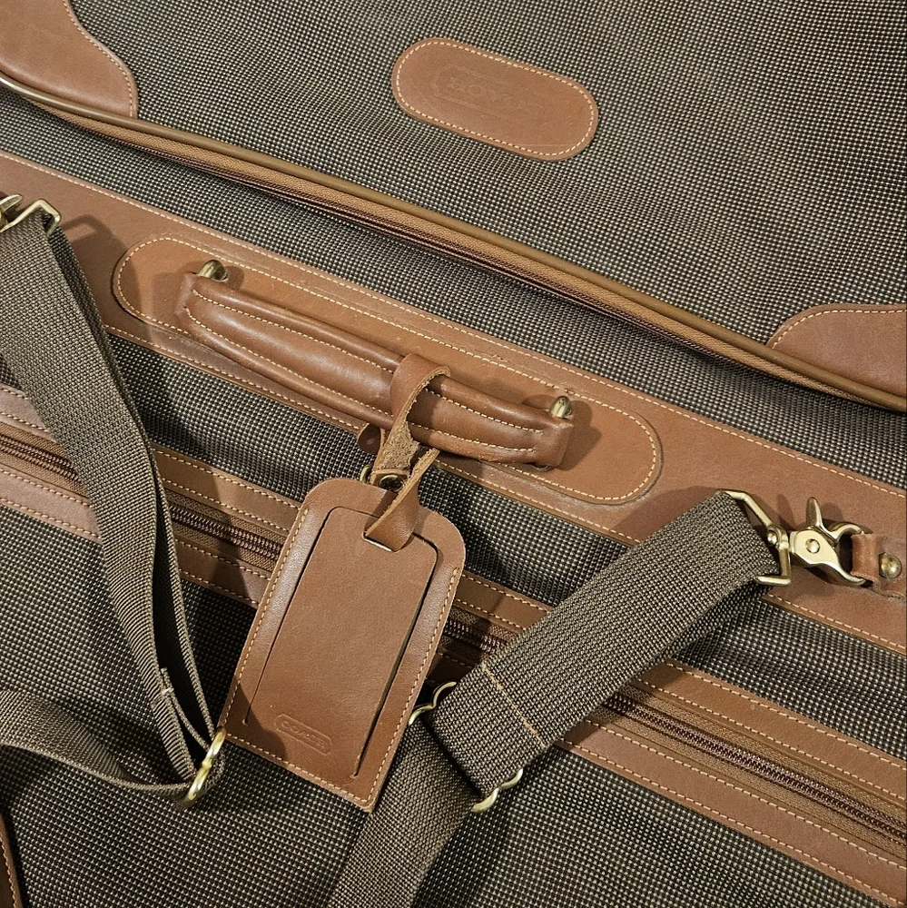 Vintage Coach Transatlantic Leatherware Brown Tan Travel Garment Bag D7G-0552 - Picture 3 of 6